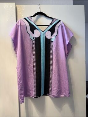 New York & Company Lavender Tunic with Black and Turquoise Panel